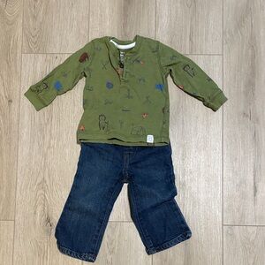 SOLD Green Camp Shirt with Jeans 18 M